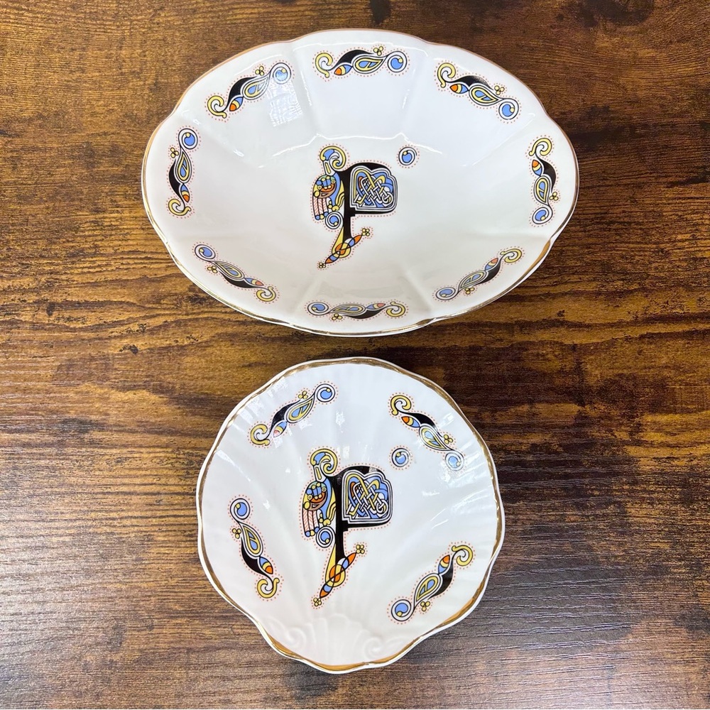 Royal Tara fine bone china trinket dishes Book of Kells Celtic handmade Galway F